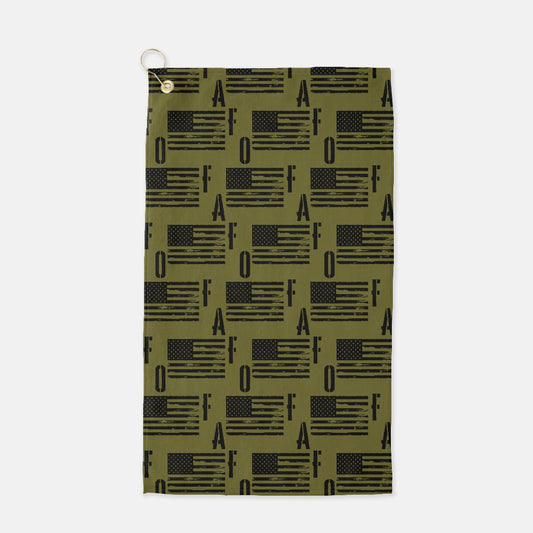 Golf Towel - "FAFO American Flag" (Olive Green)