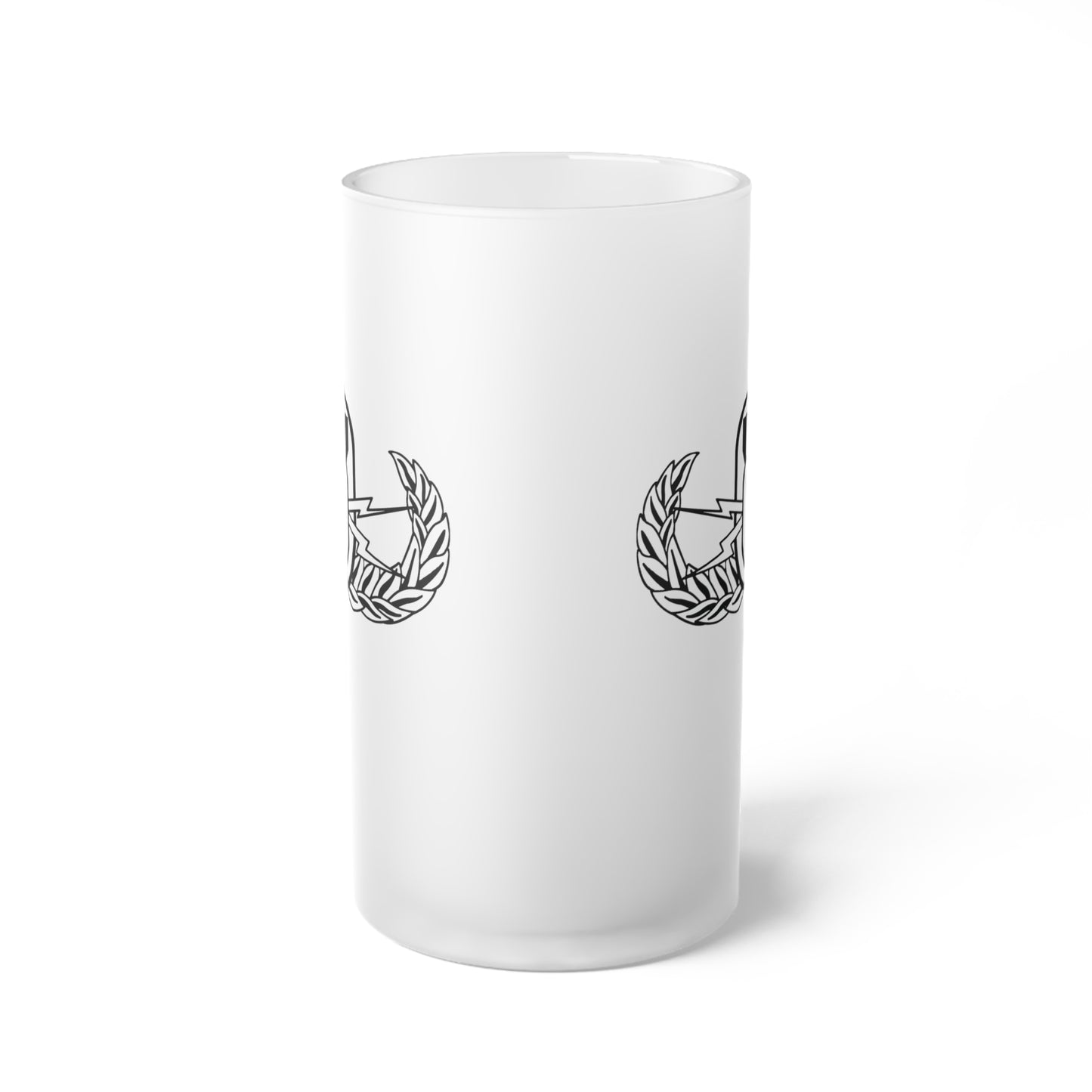 Frosted Glass Beer Mug — Minimal Laurel Star Logo Pint