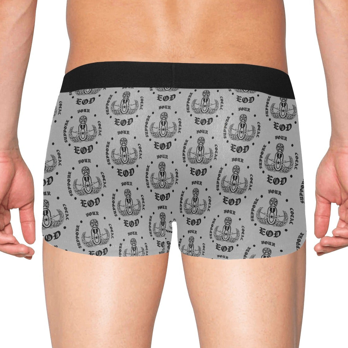Men's Boxer Briefs with Fly - "Support Your Local EOD" (Grey)