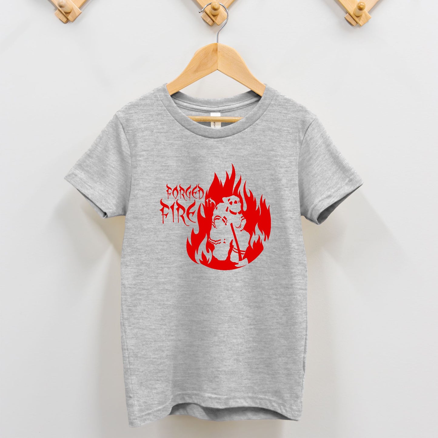 Toddler T-shirt - "Forged in Fire" (Red on Grey)