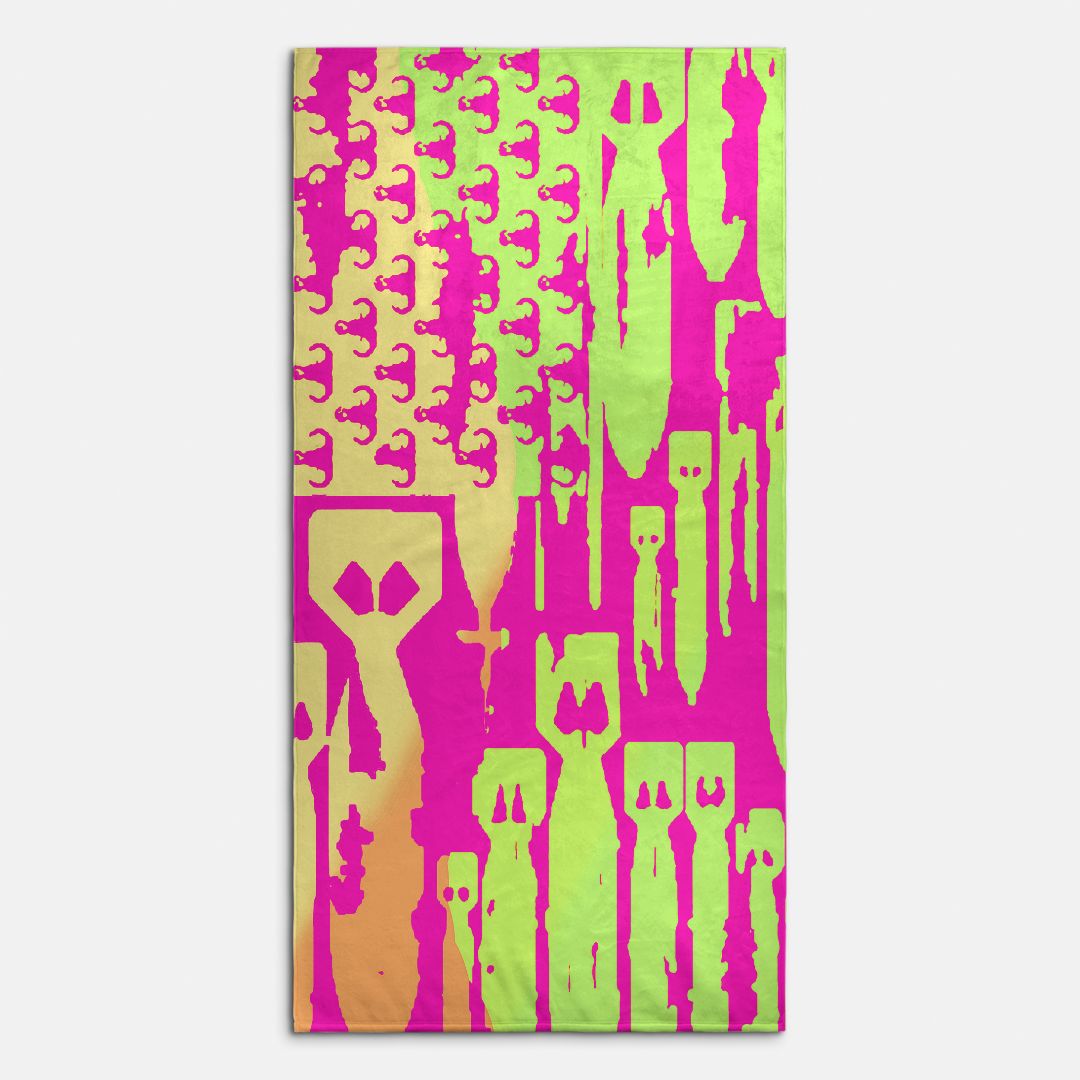 Beach Towel - "EOD Bomb Flag" Neon Pink