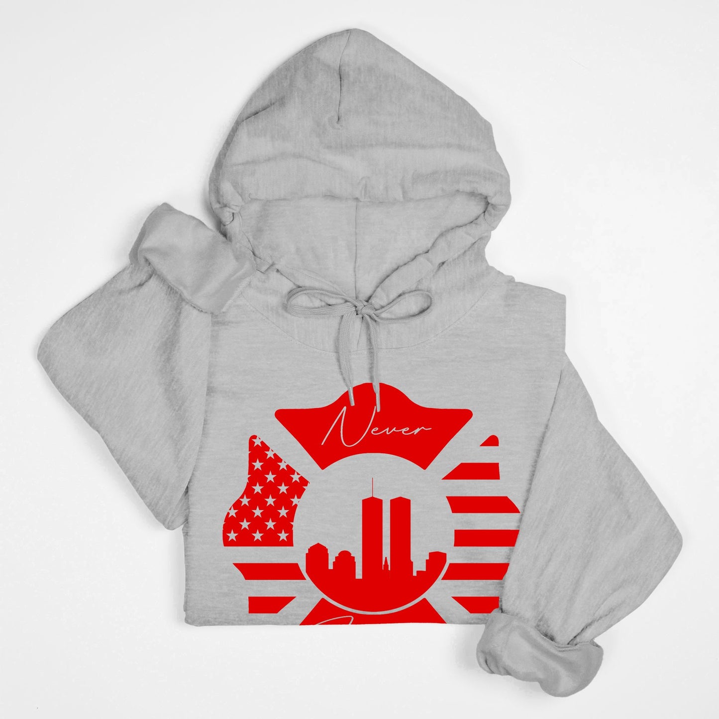 Hoodie - "Never Forget" (Red on Grey)