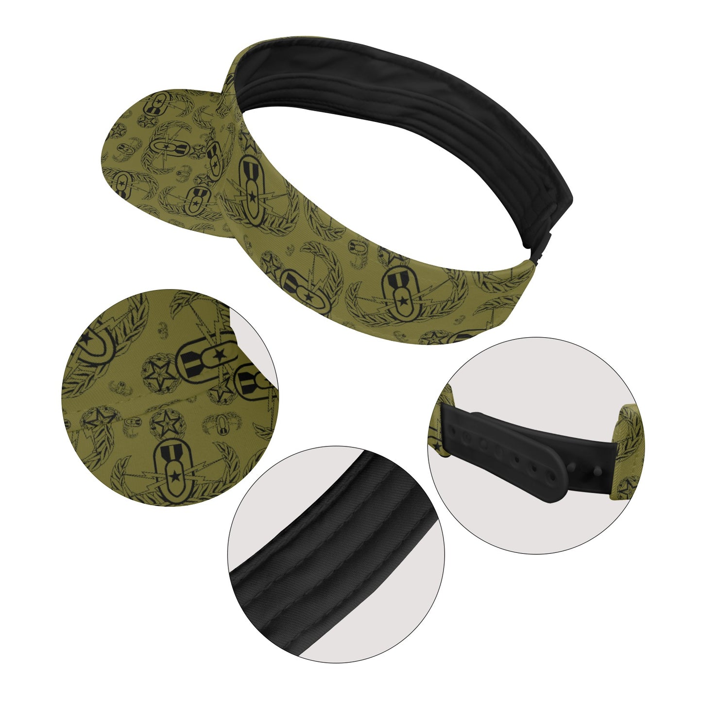Sports Visor - "EOD Badges X 3" (Black on Olive)