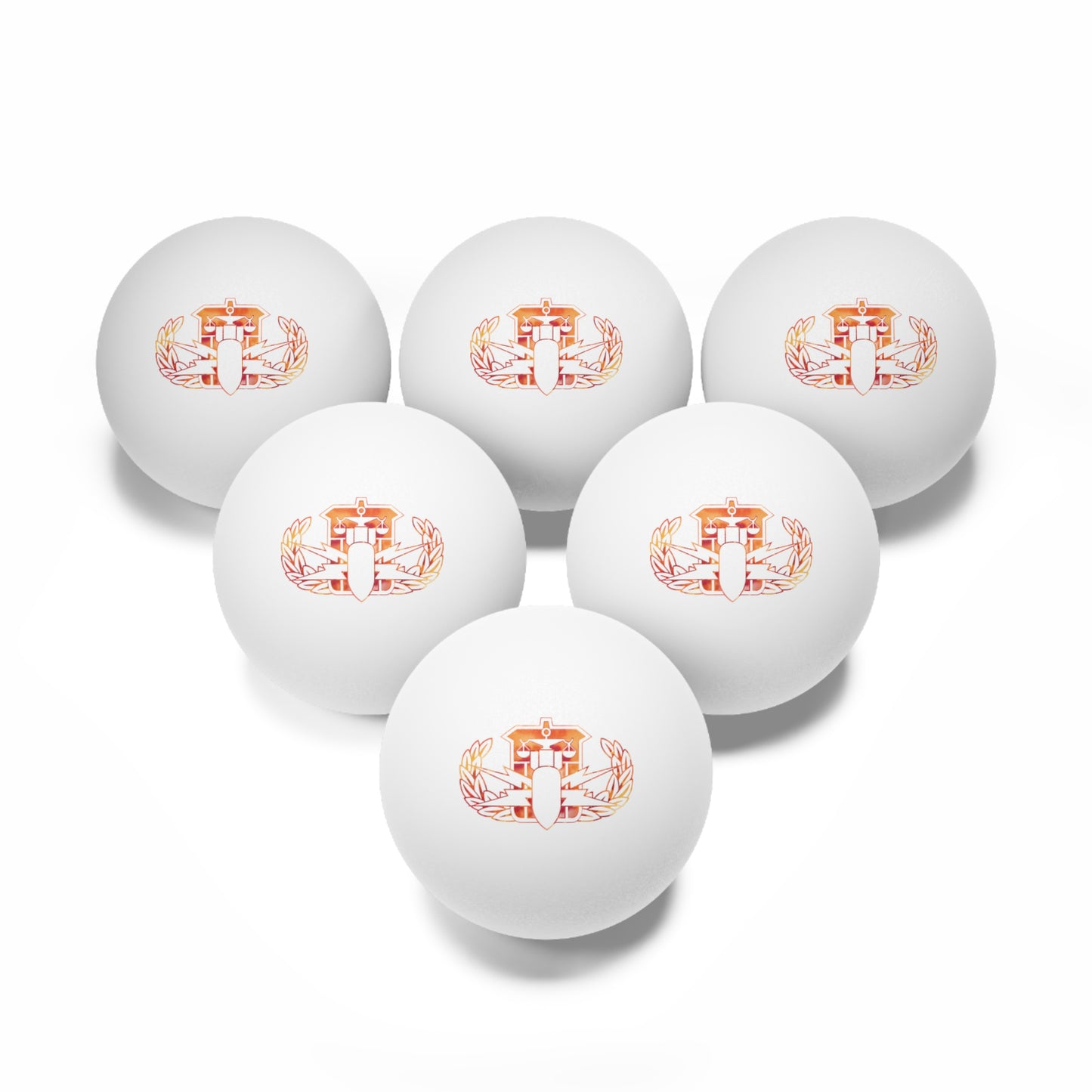 Ping Pong Balls — Set of 6 with Vintage Crest Logo (Table Tennis Practice & Party Pack)