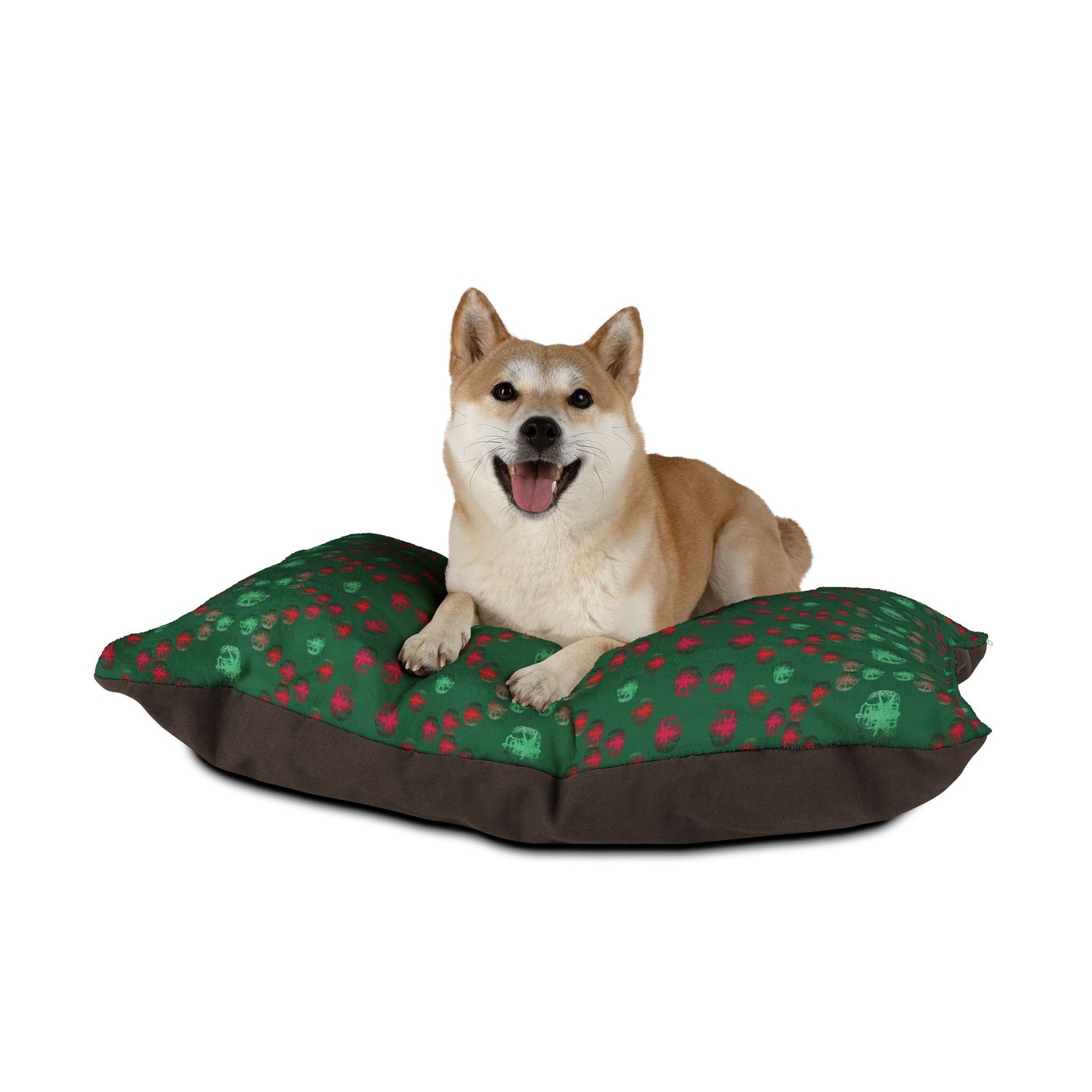 Pet Bed — "PSBT Aztec" (Red & Green)