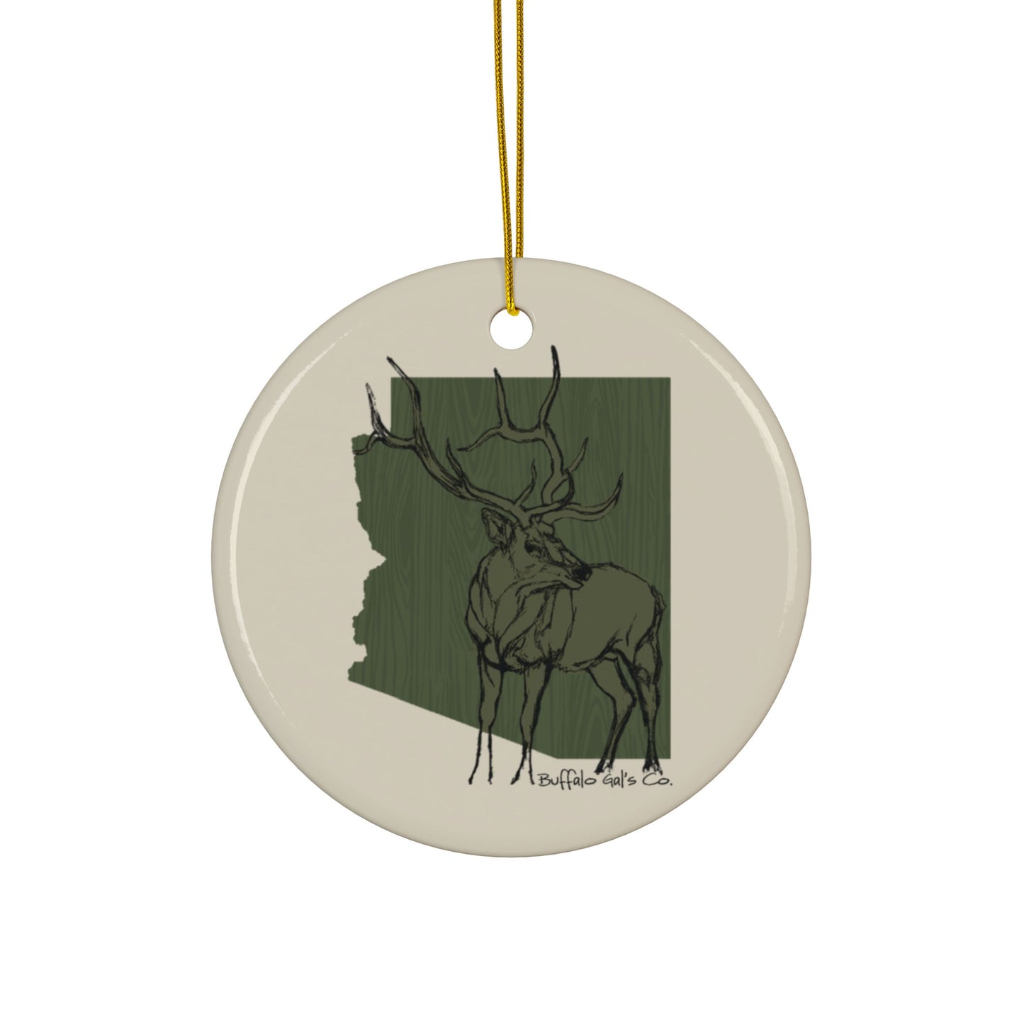 Ornament - "AZ Elk" (Olive)