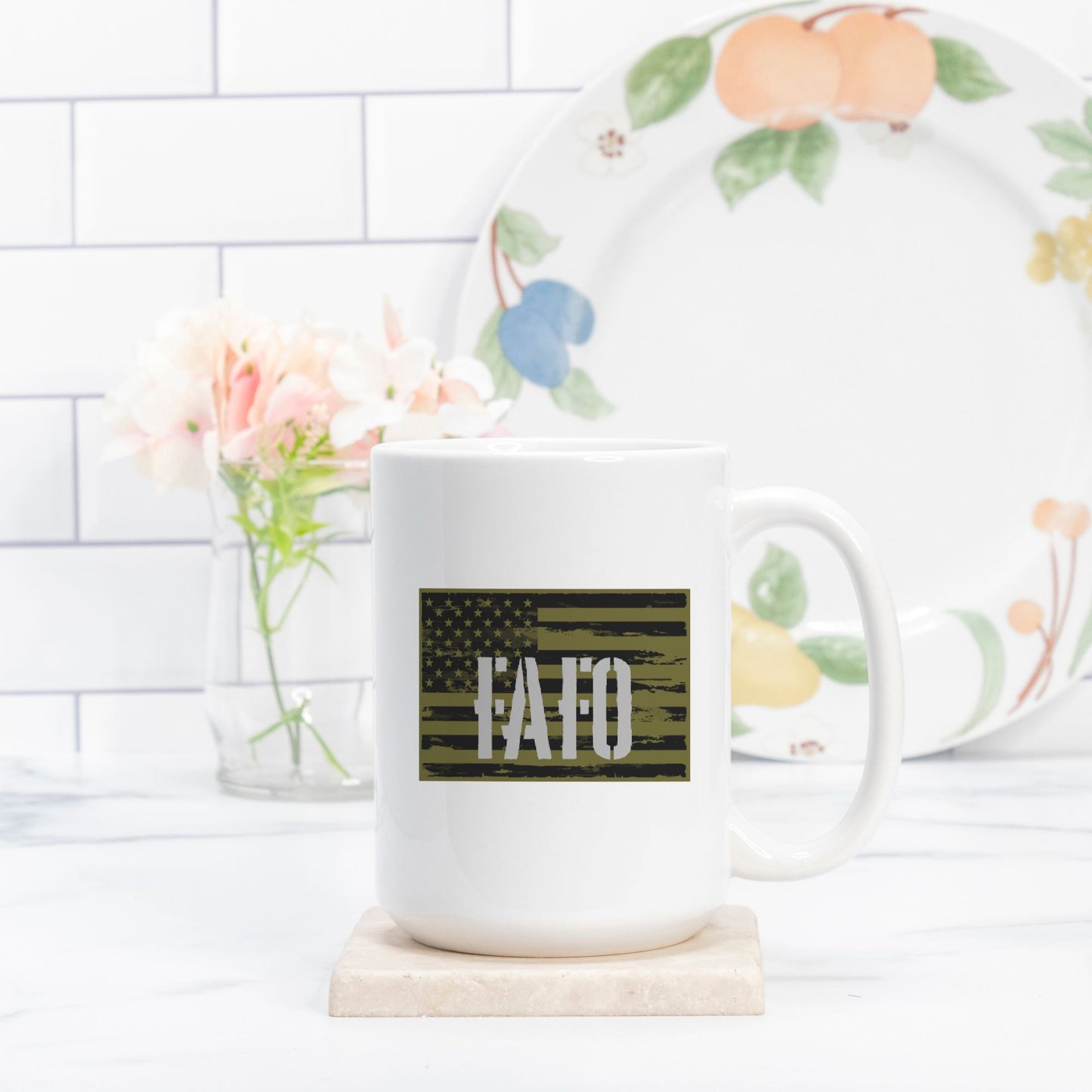 Mug - "FAFO American Flag" (Olive Green)