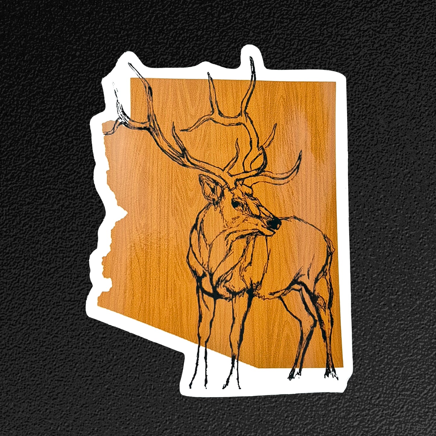 Vinyl Sticker/Decal - "AZ Elk" (Woodgrain Gold)