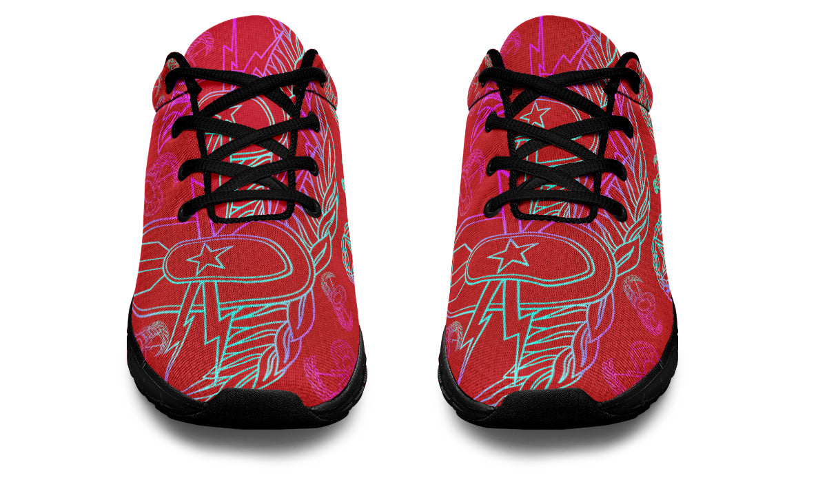 Print On Demand - Sneakers - "EOD Mixed Badges" (Multicolor on Red)