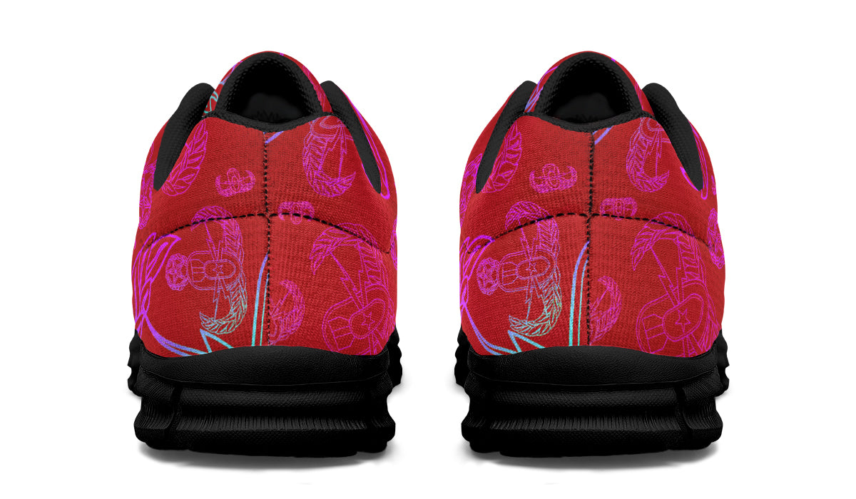 Print On Demand - Sneakers - "EOD Mixed Badges" (Multicolor on Red)