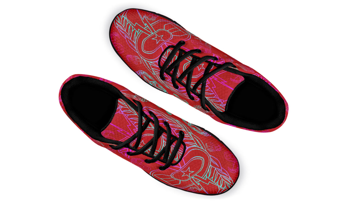 Print On Demand - Sneakers - "EOD Mixed Badges" (Multicolor on Red)