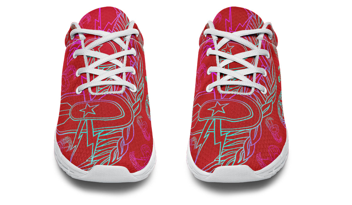 Print On Demand - Sneakers - "EOD Mixed Badges" (Multicolor on Red)
