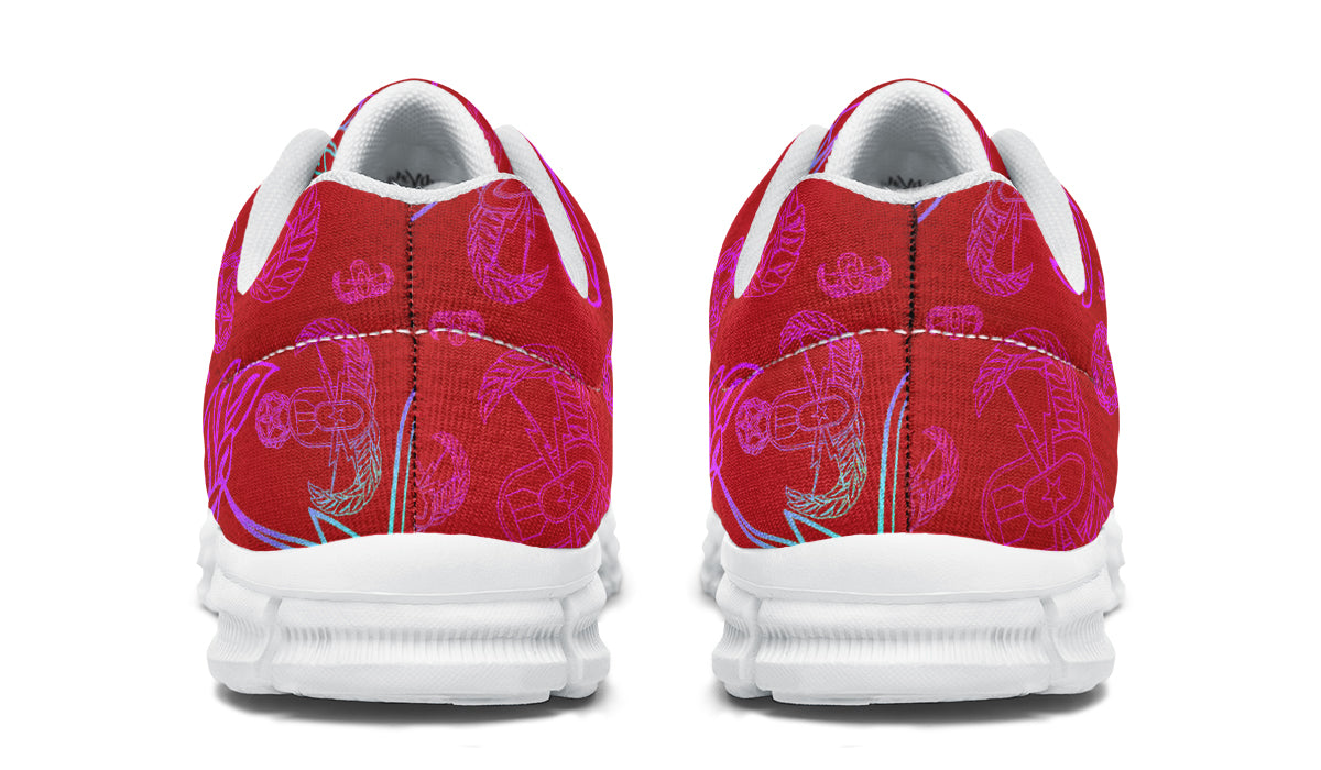 Print On Demand - Sneakers - "EOD Mixed Badges" (Multicolor on Red)