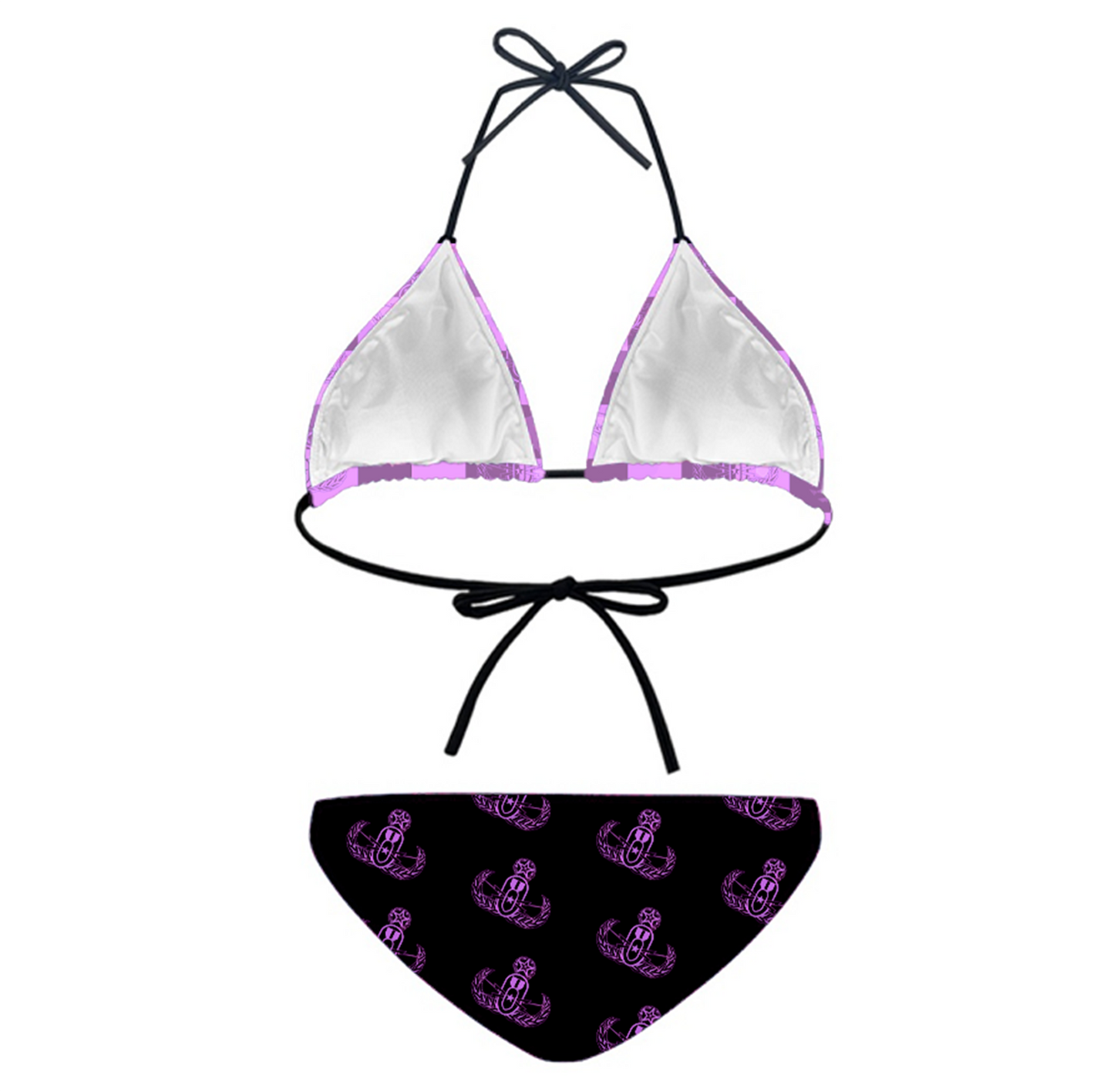 Women's String Bikini Style 3 - "EOD Buffoulage Checkered Flag" (Lilac & Black)