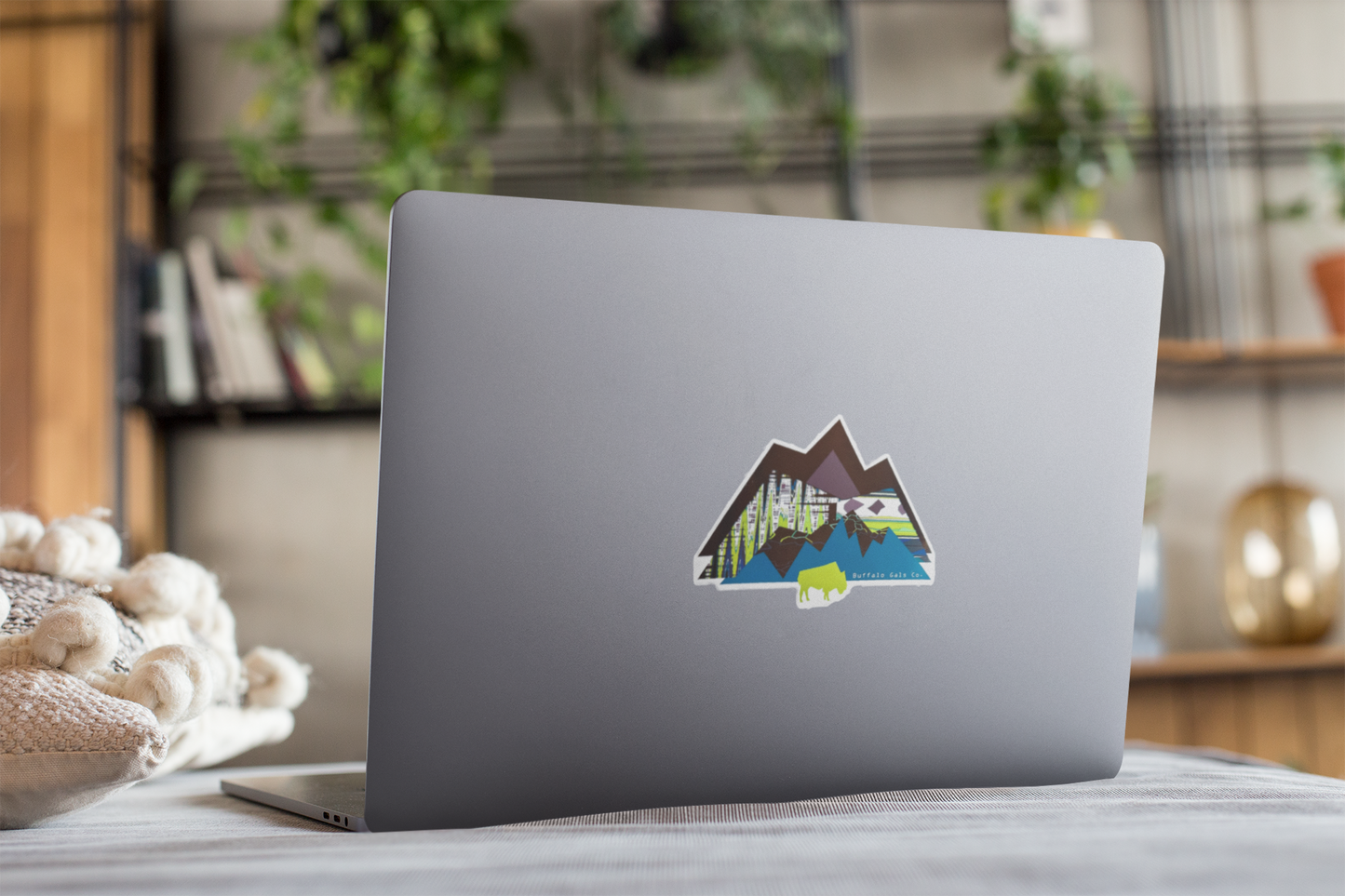 "Chartreuse Mountains and Bison" Vinyl Sticker/Decal