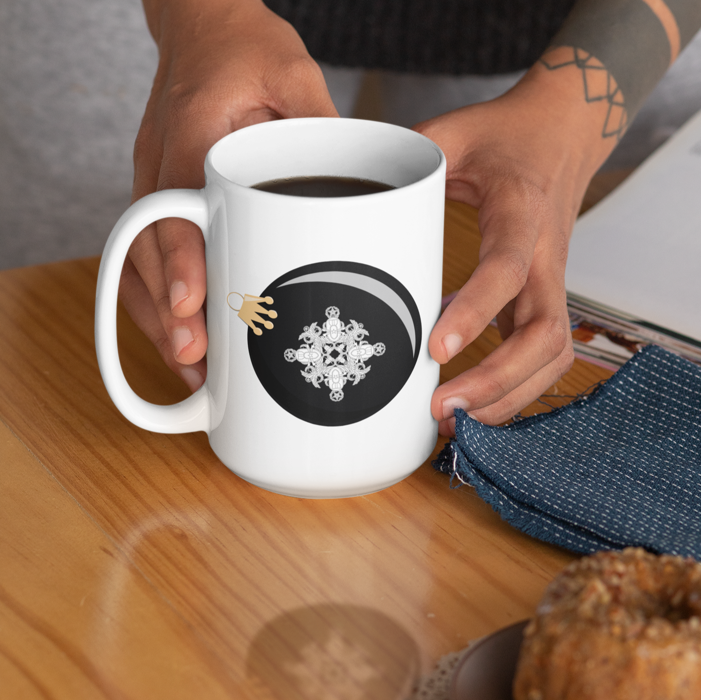 "Black HolEODay Snowflake Ornament" Mug