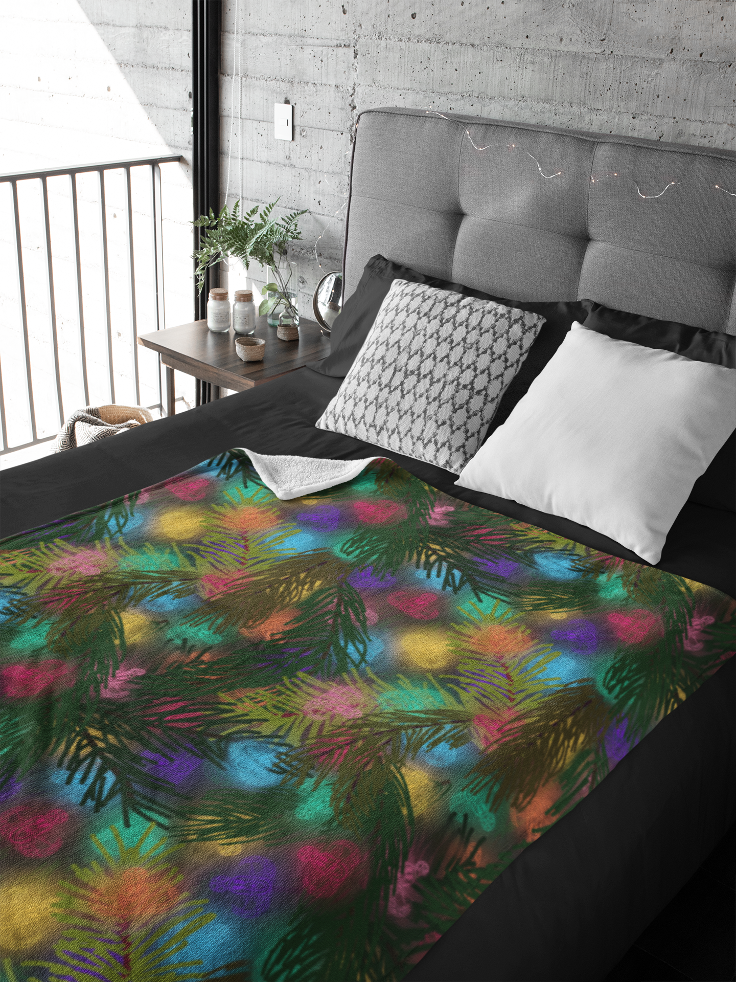 "EOD Christmas Lights" (Color) Plush Throw Blanket