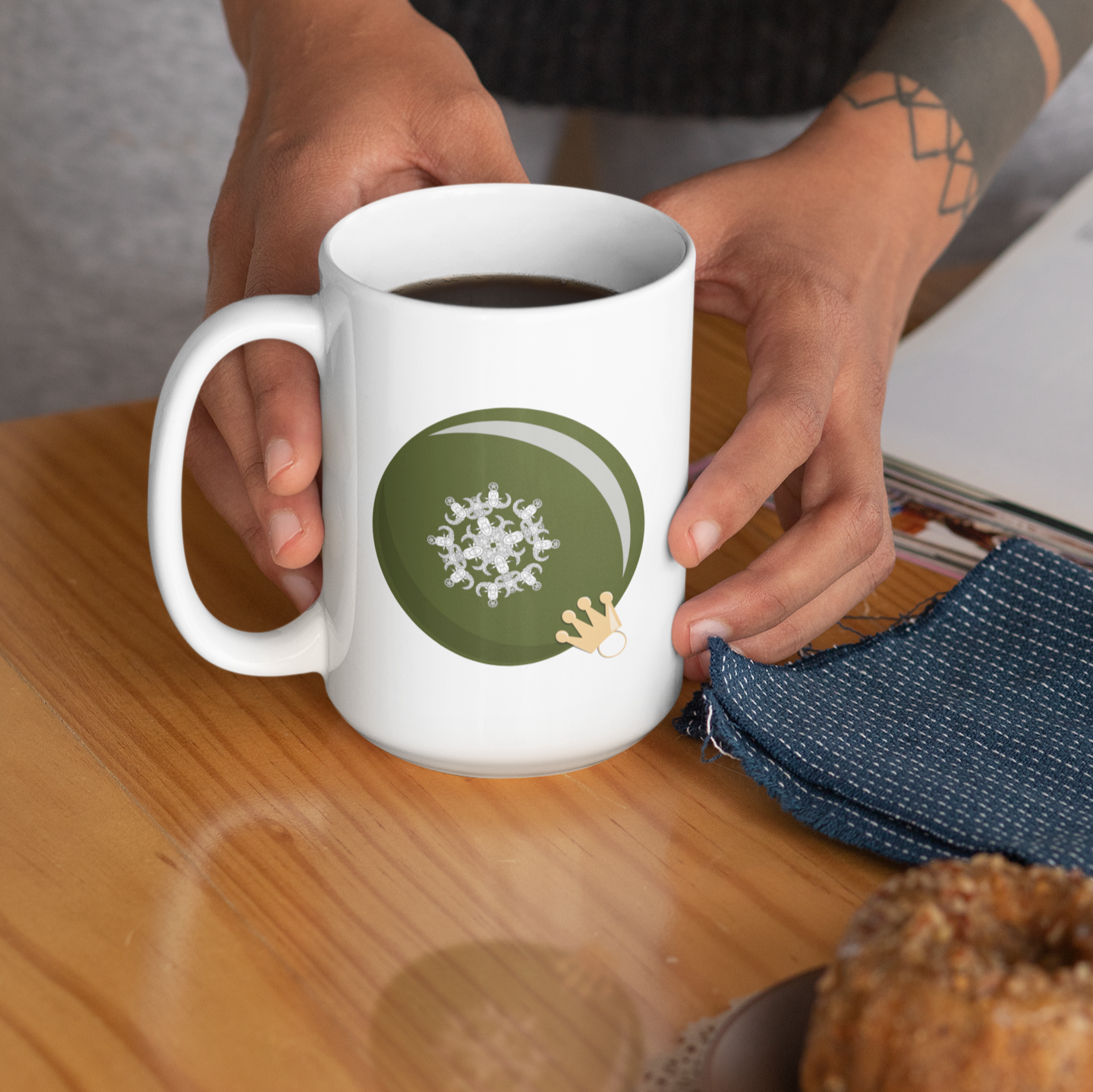 "Green HolEODay Snowflake Ornament" Mug