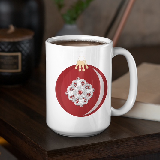 "Red HolEODay Snowflake Ornament" Mug