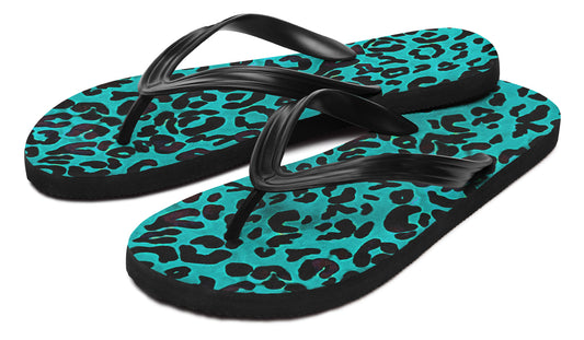 Print On Demand - Flip Flops - "Leopard Print" (Turquoise)