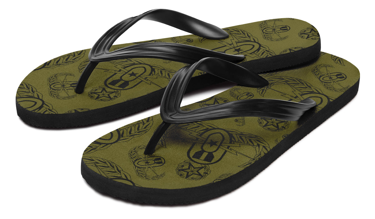 Flip Flops - "EOD Badges x 3" (Black on OD Green)