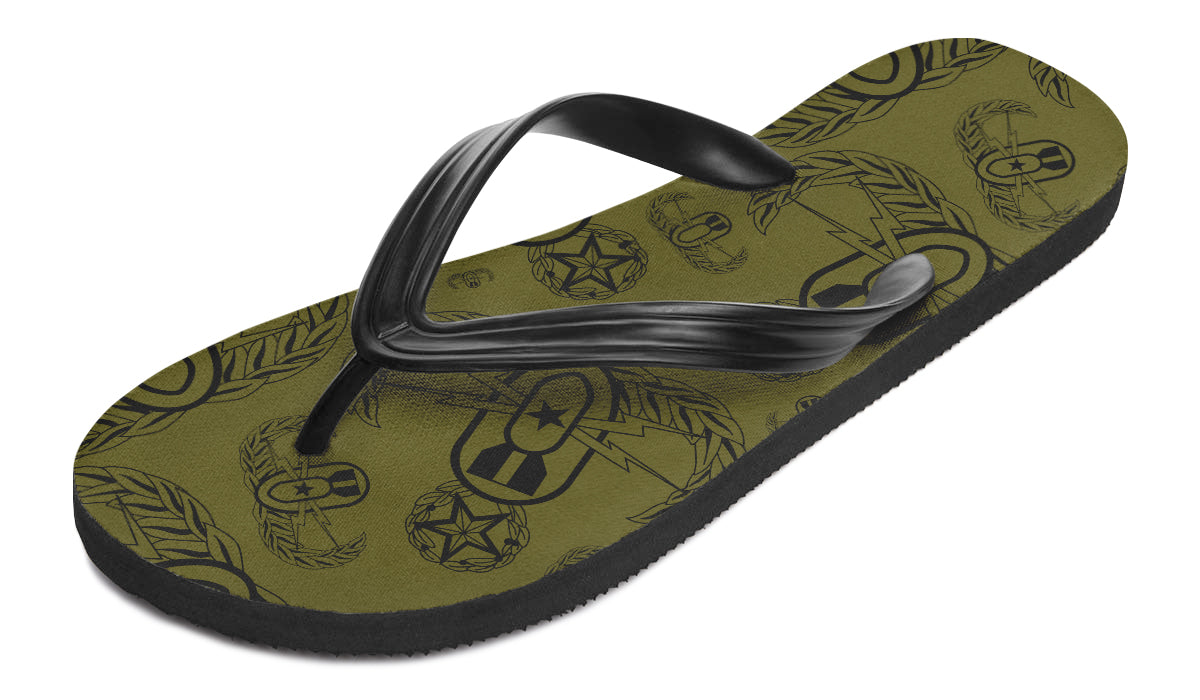 Flip Flops - "EOD Badges x 3" (Black on OD Green)