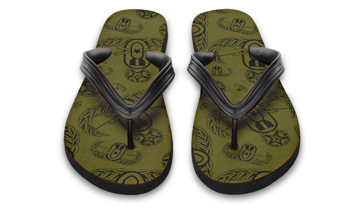 Flip Flops - "EOD Badges x 3" (Black on OD Green)