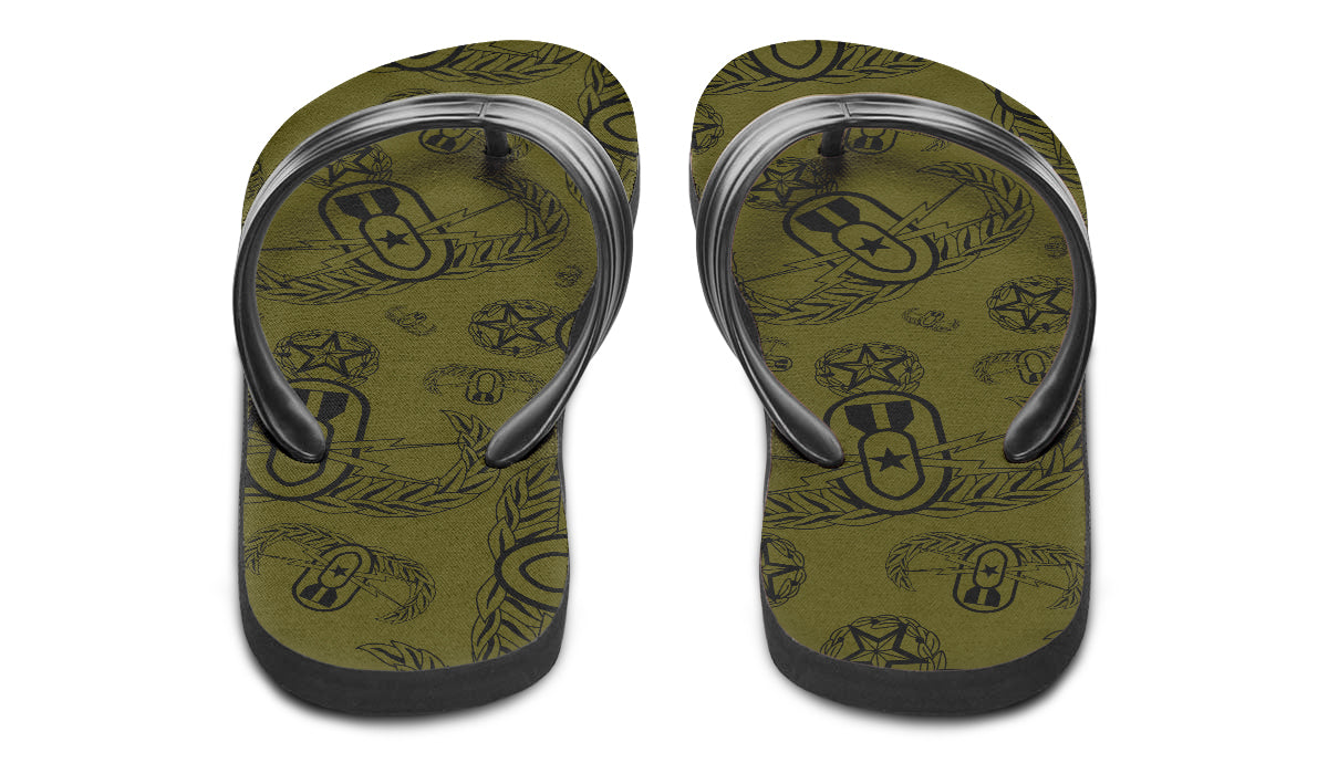 Flip Flops - "EOD Badges x 3" (Black on OD Green)