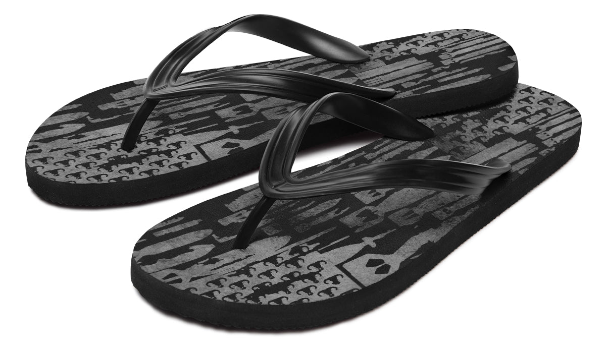 Flip Flops - "EOD Bomb Flag" (Grey on Black)