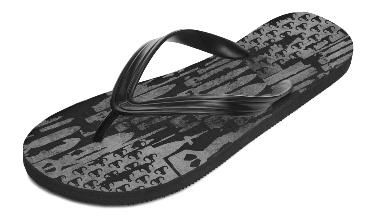 Flip Flops - "EOD Bomb Flag" (Grey on Black)