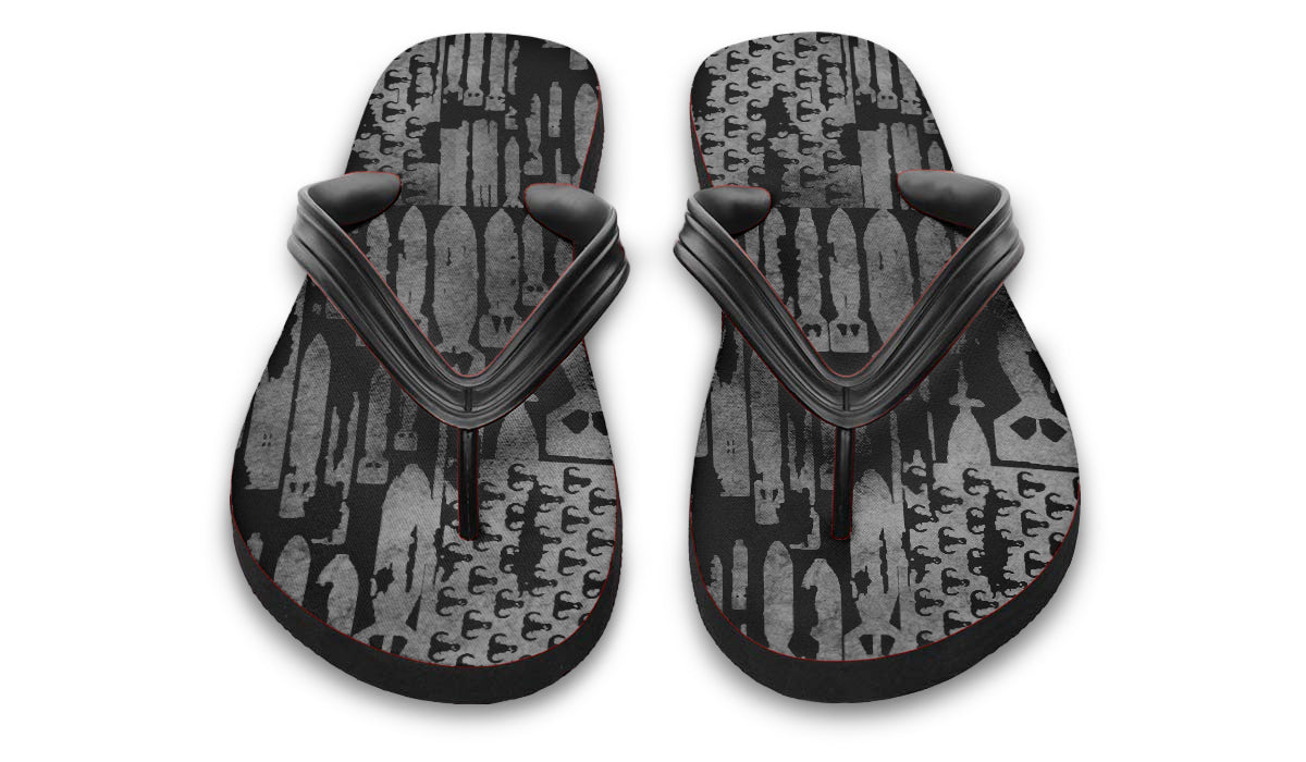 Flip Flops - "EOD Bomb Flag" (Grey on Black)