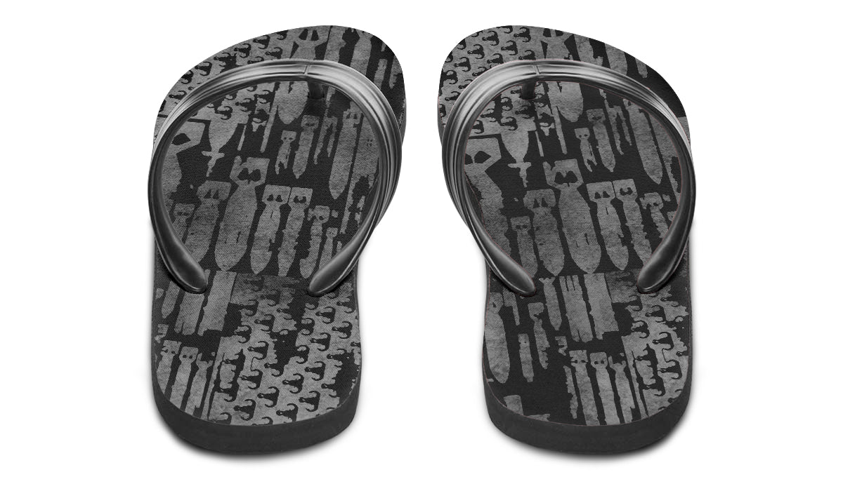 Flip Flops - "EOD Bomb Flag" (Grey on Black)