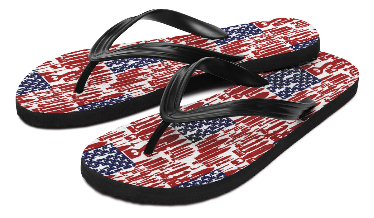 Flip Flops - "EOD Bomb Flag" Red White and Boom