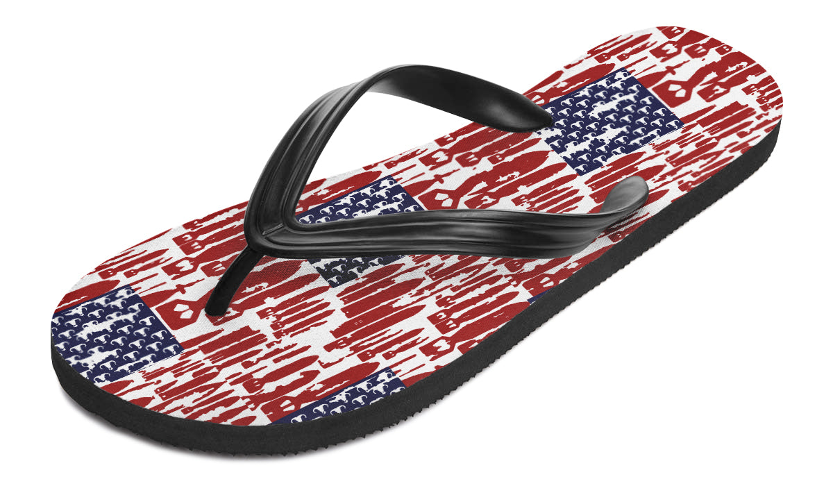 Flip Flops - "EOD Bomb Flag" Red White and Boom