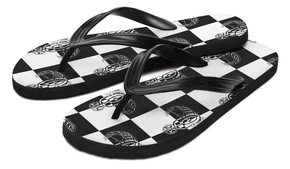 Flip Flops - "EOD Checkered Flag" (Black & White)