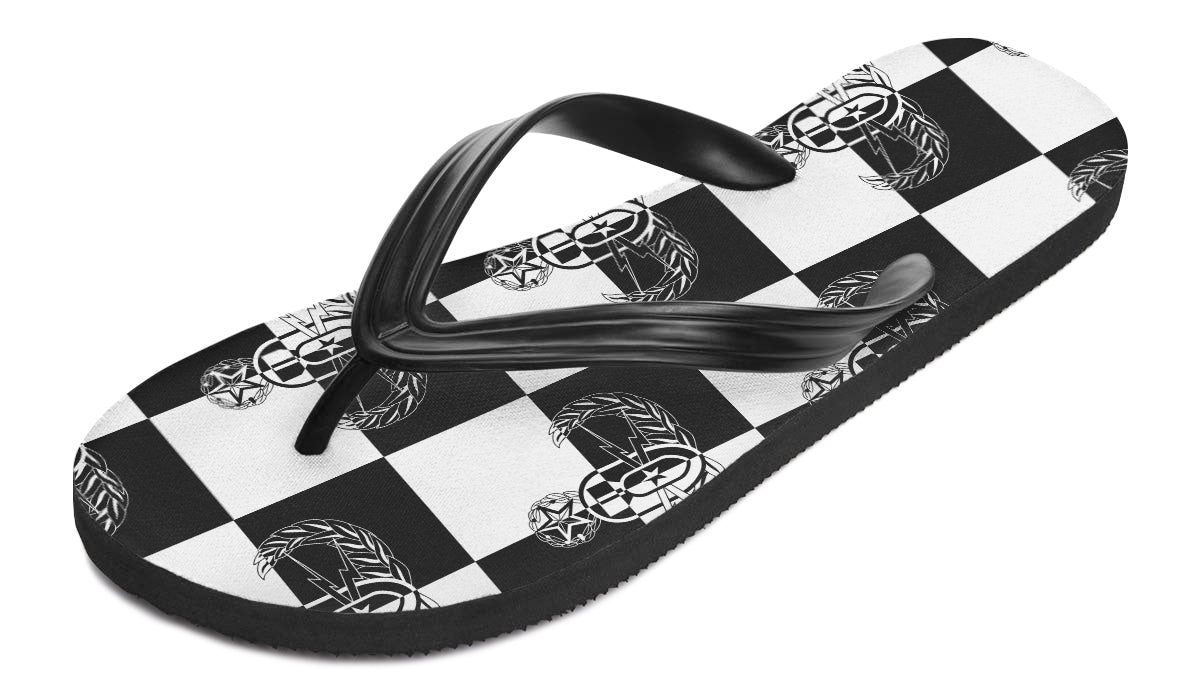 Flip Flops - "EOD Checkered Flag" (Black & White)