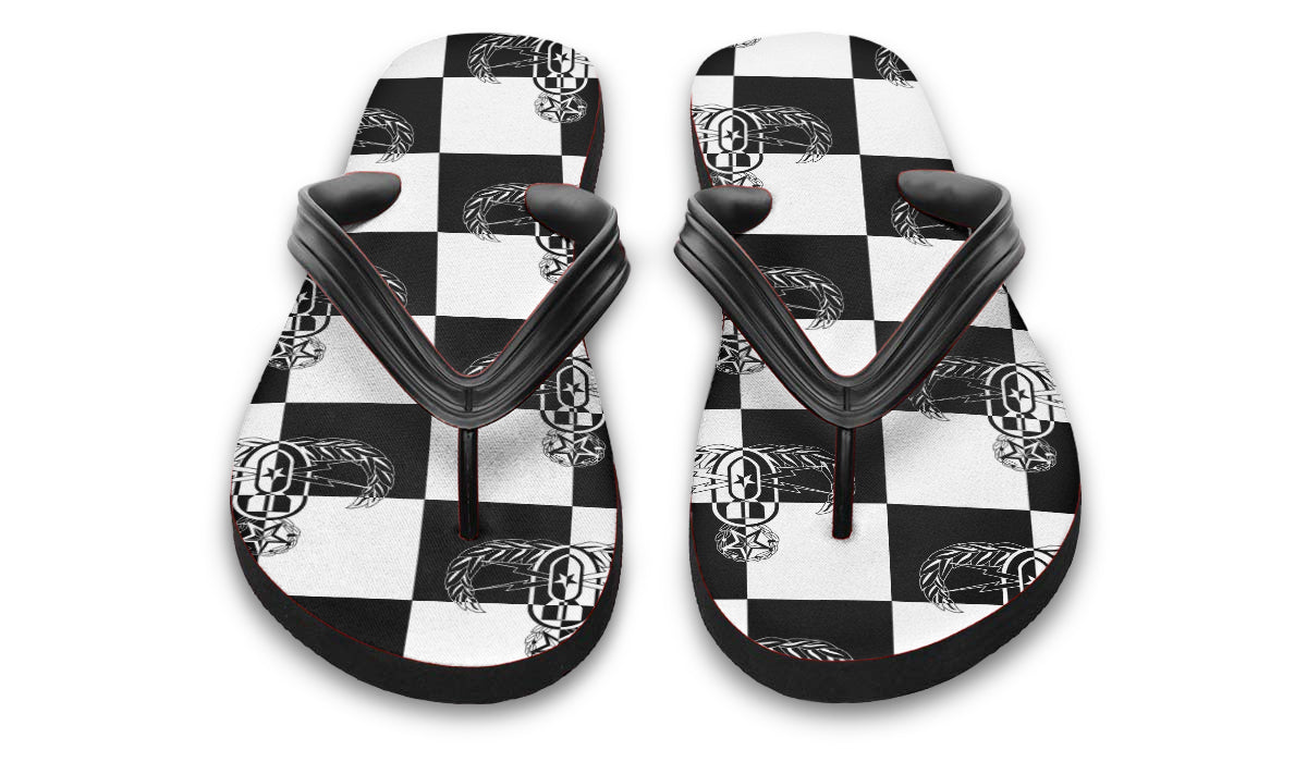 Flip Flops - "EOD Checkered Flag" (Black & White)