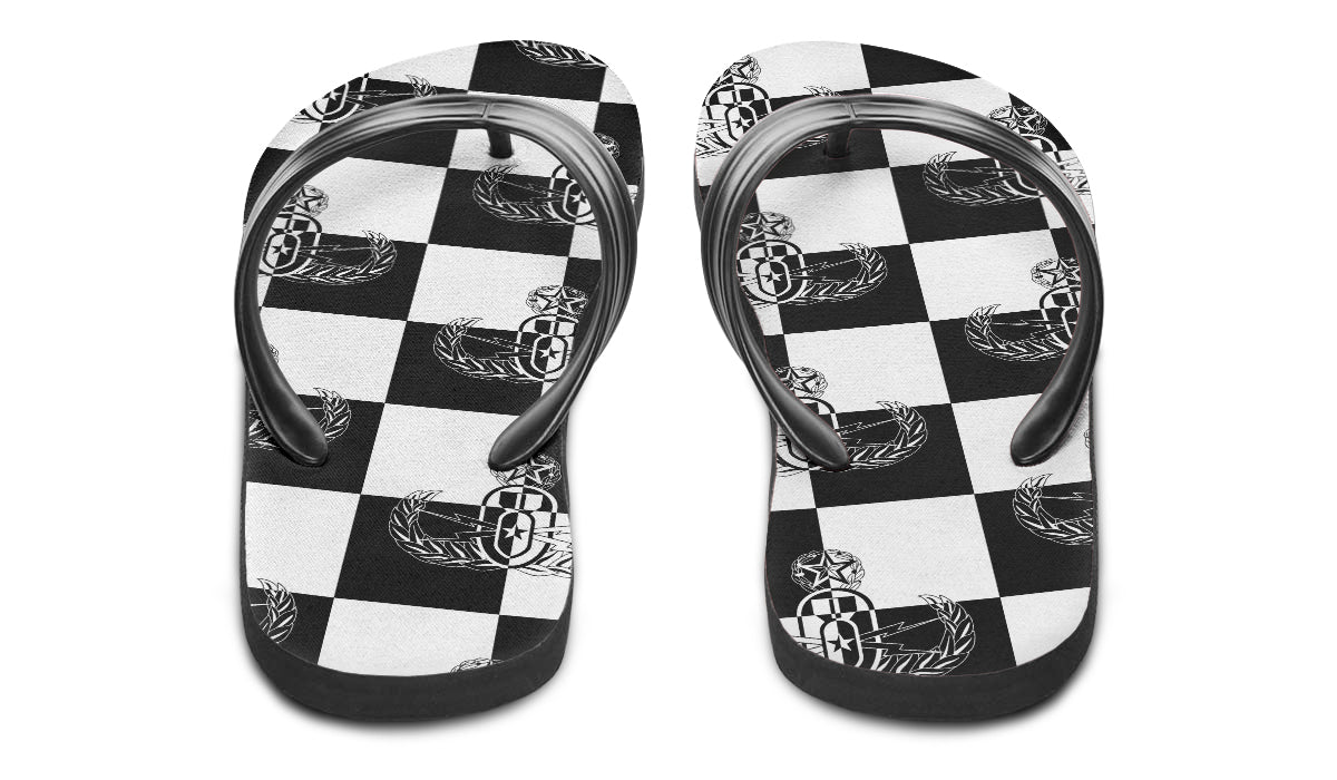 Flip Flops - "EOD Checkered Flag" (Black & White)