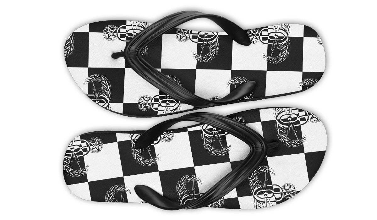 Flip Flops - "EOD Checkered Flag" (Black & White)