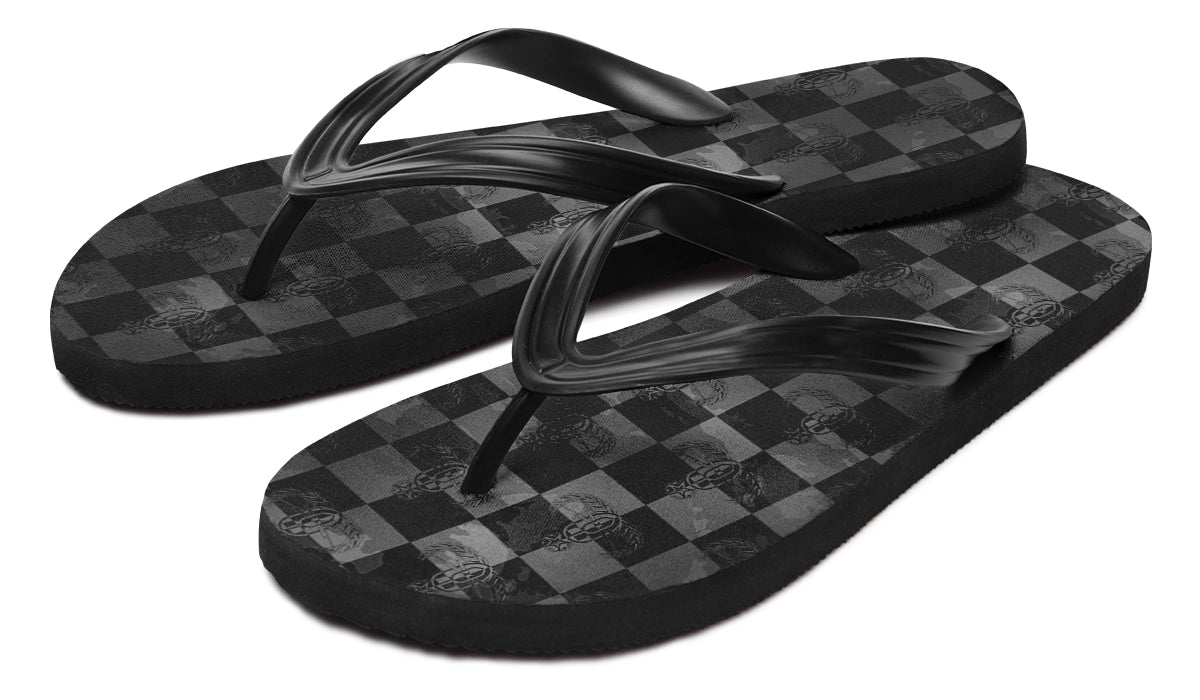 Flip Flops - "EOD Buffoulage Checkered Flag" (Faded Black)