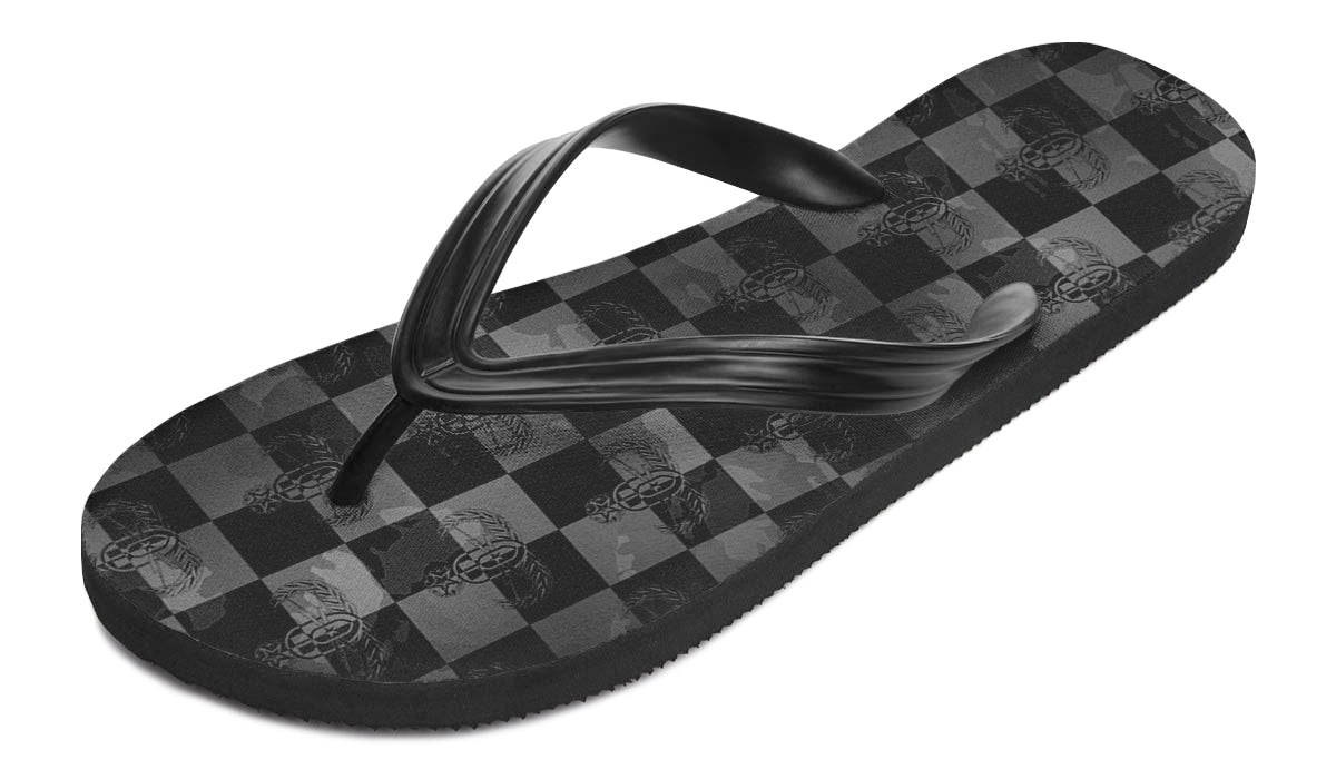 Flip Flops - "EOD Buffoulage Checkered Flag" (Faded Black)