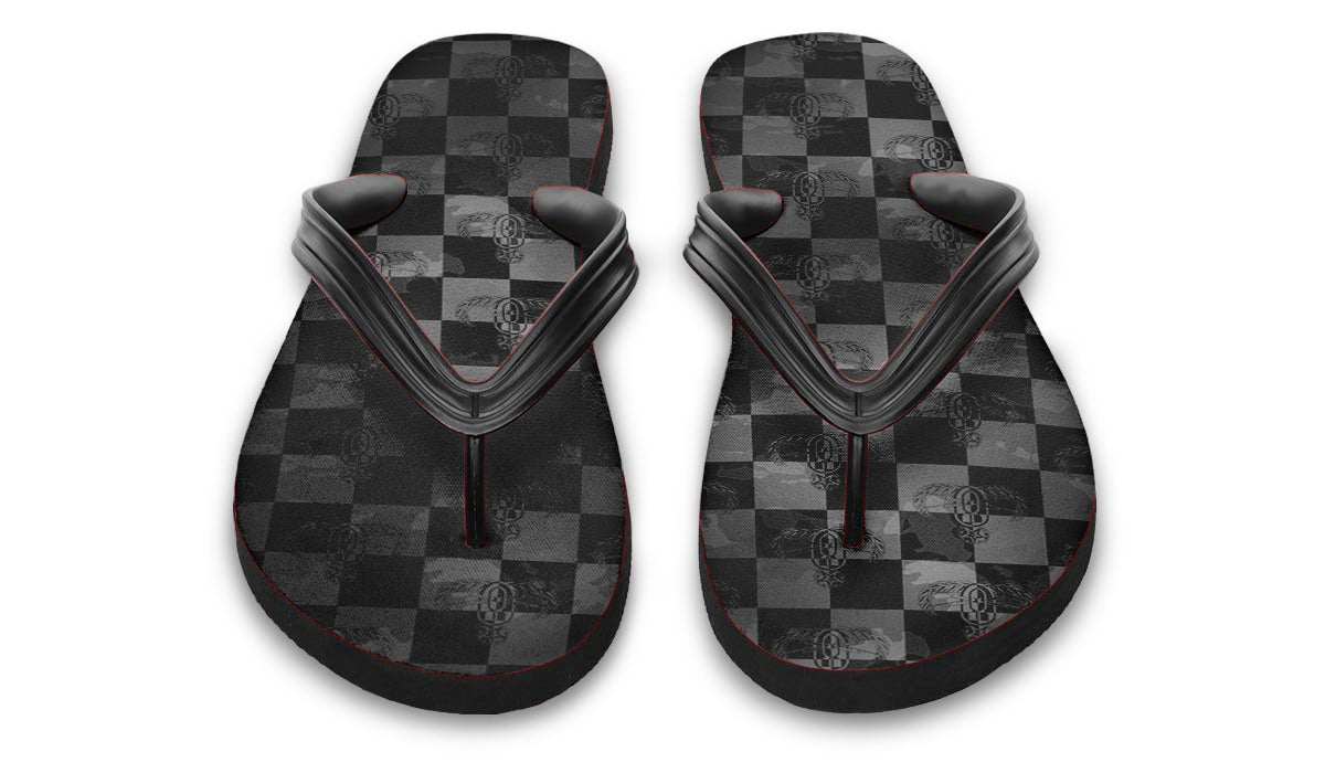 Flip Flops - "EOD Buffoulage Checkered Flag" (Faded Black)