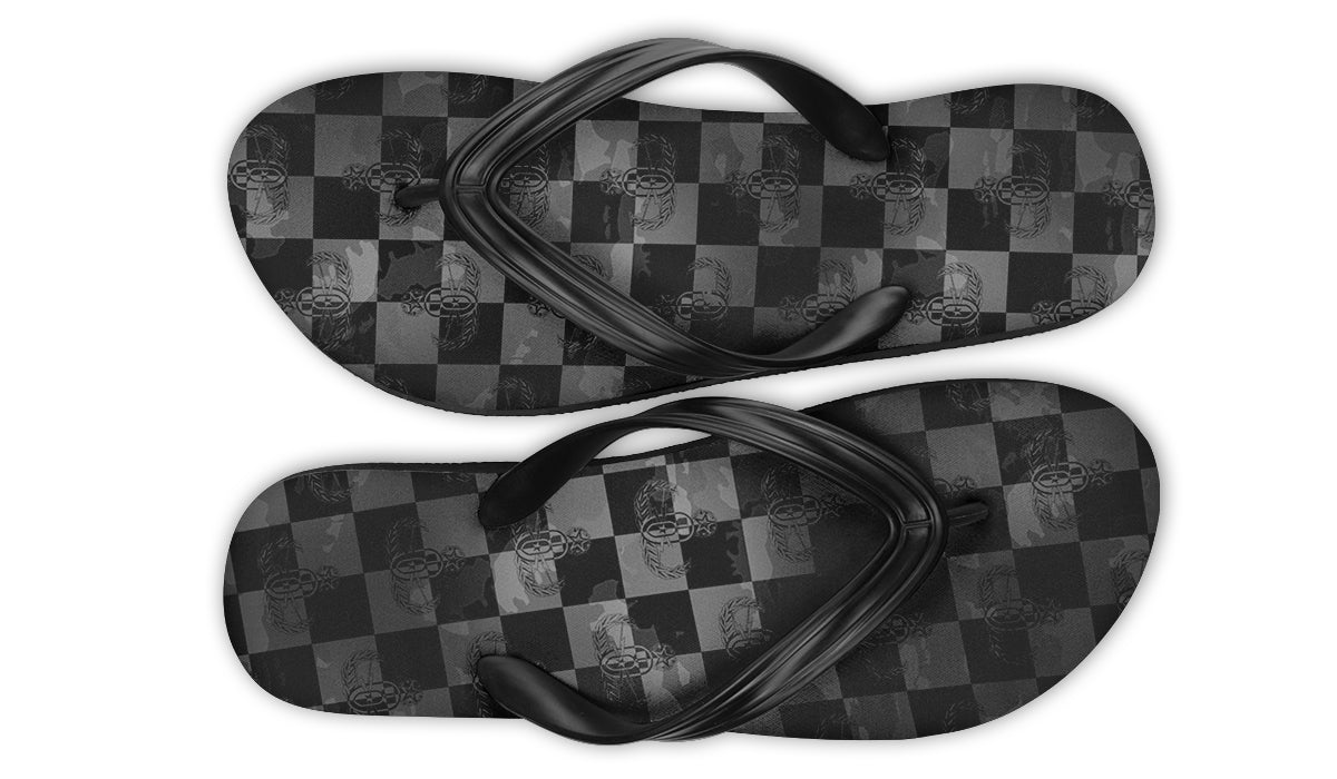 Flip Flops - "EOD Buffoulage Checkered Flag" (Faded Black)