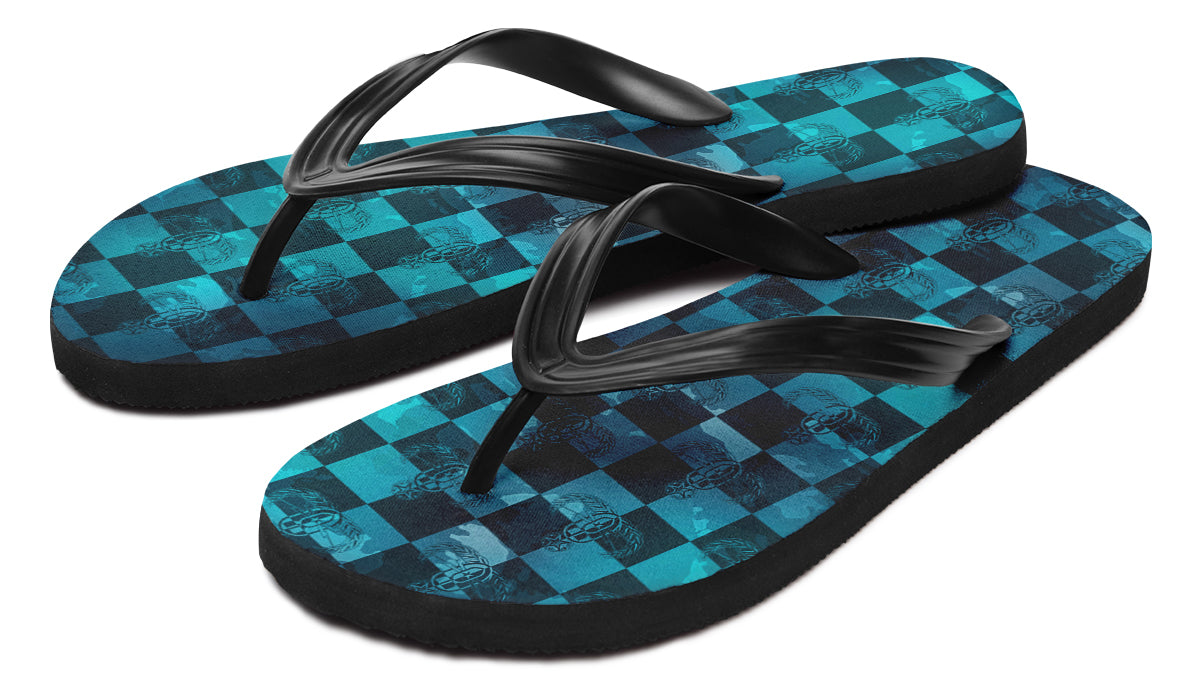 Flip Flops - "EOD Buffoulage Checkered Flag" (Teal)