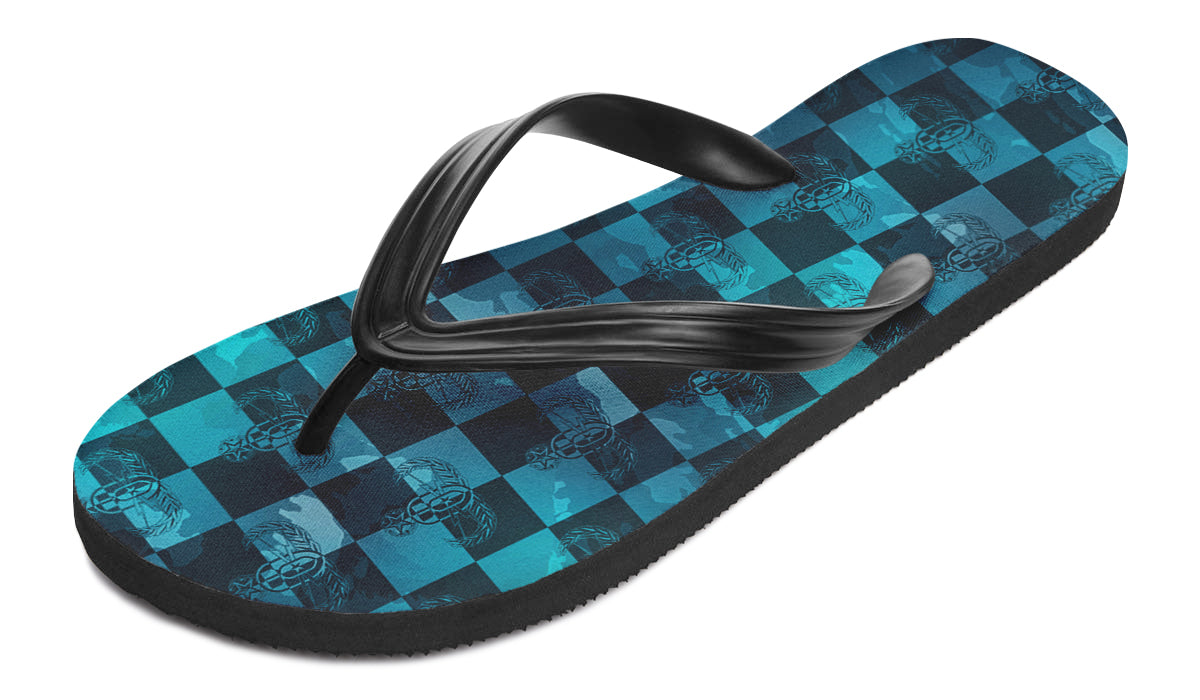 Flip Flops - "EOD Buffoulage Checkered Flag" (Teal)