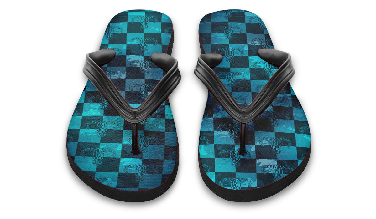 Flip Flops - "EOD Buffoulage Checkered Flag" (Teal)