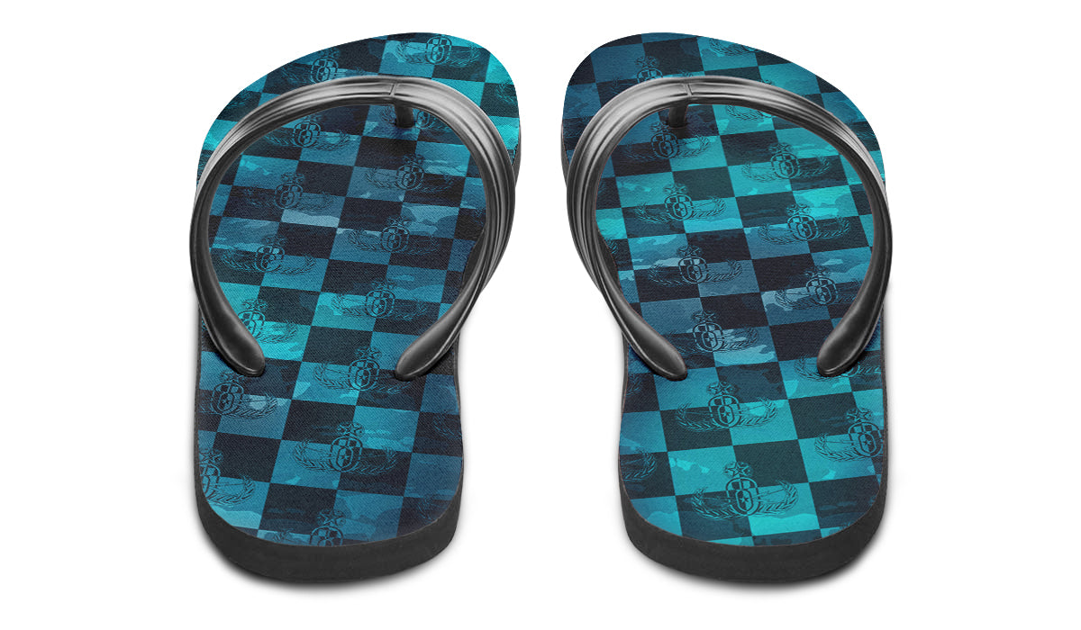 Flip Flops - "EOD Buffoulage Checkered Flag" (Teal)