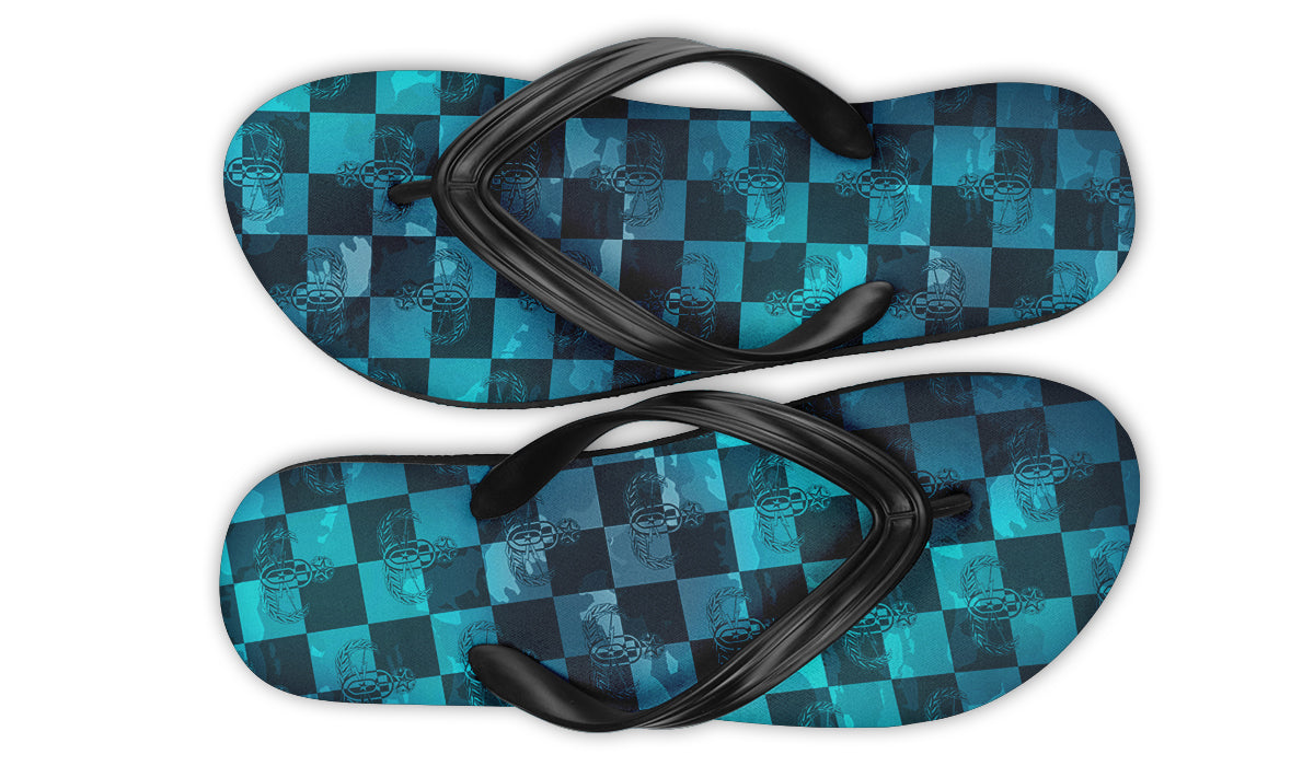 Flip Flops - "EOD Buffoulage Checkered Flag" (Teal)