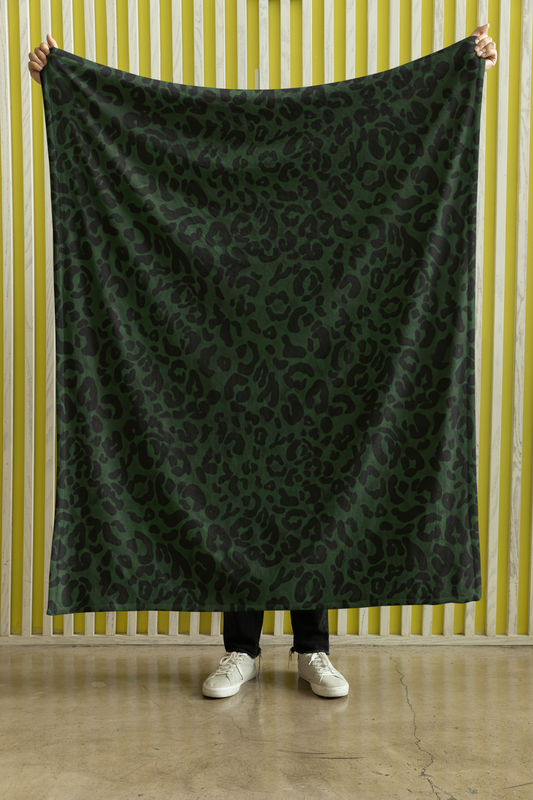 Pre-Order Forest Green Leopard Print Blanket