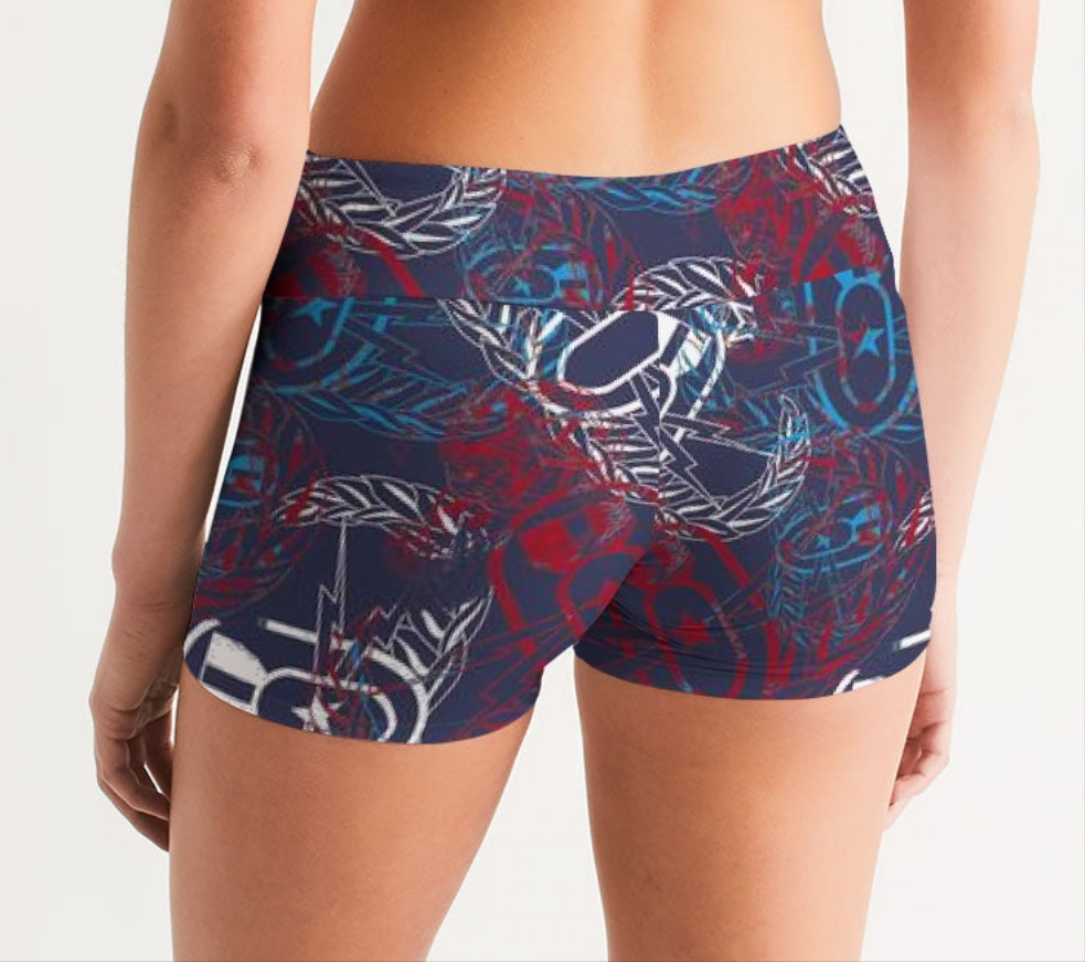Print On Demand - Mid-Rise Yoga Shorts - "It's 5 o'clock Somewhere" (Red, White, & Blues)
